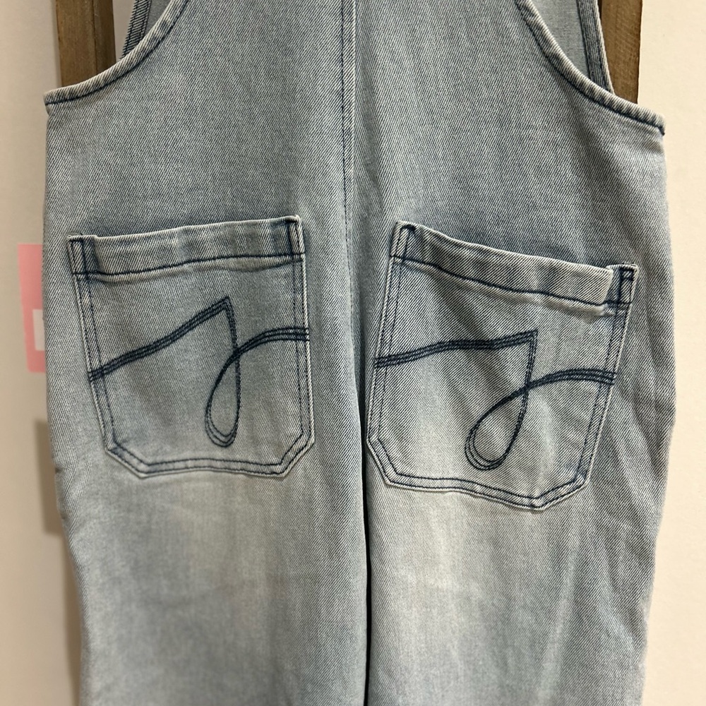 Juicy Couture Wide Leg Overall Light Wash Denim Release Hem Women’s Size XS NWT - Picture 7 of 10